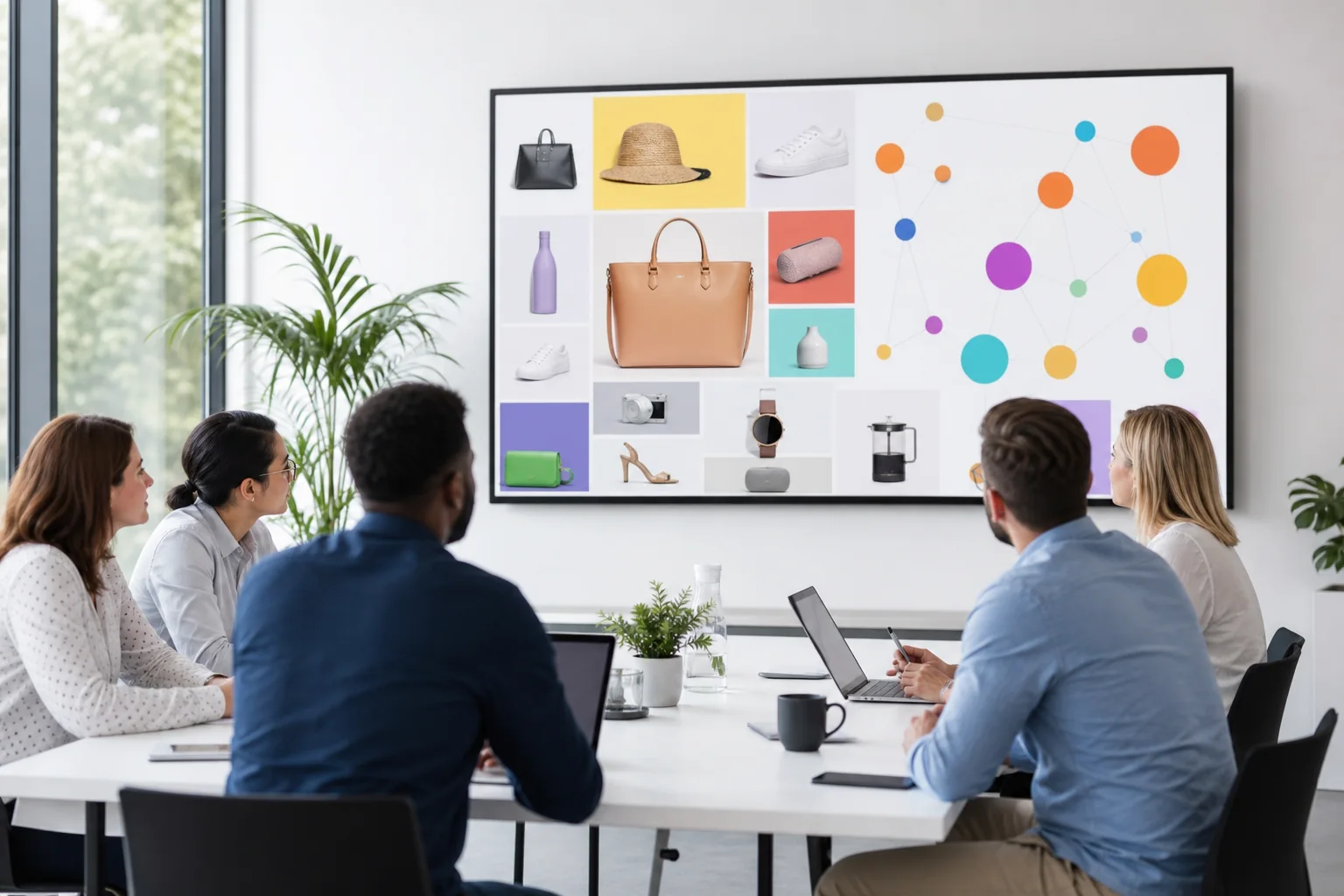 Headless commerce specialists planning architecture in a bright meeting room